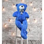 Sevgiliye Özel- Papyonlu 140 Cm Dev BOY Sevimli Peluş Koca Ayı - % 100 Yerli, Pelüş Ayıcık - Mavi