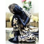 Sevgiyle Üretmek Güzel El Yapımı Düşünen Lord Buda İdol Heykeli/Ev Dekorasyonu için Gösteri Parçası/Heykelcik - Altın ve Siyah Evinizin Güzelliğini artırır.