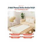 SEVHOME CONCEPT 3 lü Set-2 Adet Otantik Pamuk Keten Kırlent Kılıfı ve 1 Adet Runner