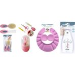Sevi Bebe Bakım Seti(Naturel Fırça Tarak +Duş Başlığı+Tırnak Bakım Seti+Banyo Termometresi) - Beyaz - Eflatun - 1 Yaş ve Üzeri