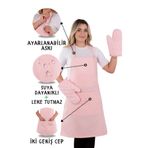 sevilya Simple 3'lü Set Ayar Askılı Cepli Mutfak Önlüğü Seti (2 ELDİVEN) Şef Garson Kafe Aşçı Barista