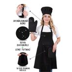 sevilya Star Ayar Askılı 5li Mutfak Önlüğü Seti (AYAR ASKILI HAVLULU ÖNLÜK, ŞAPKA, ELDİVEN, TUTACAK)