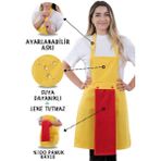 Sevilya Star Ayar Askılı Havlulu Mutfak Önlüğü Seti (Havlulu Önlük) - Standart - Kırmızı - Sarı