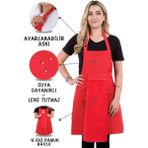 Sevilya Star Ayar Askılı Havlulu Mutfak Önlüğü Seti (Havlulu Önlük) - Standart - Kırmızı