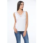 Sevim 10090 Beyaz V Yaka Kadın T-Shirt