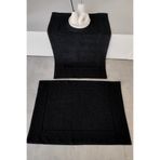 Sevim 2'li Diyagonal Çizgili Ayak Havlusu Seti - %100 Pamuk Havlu Takımı - 50x70 cm - Siyah