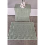 Sevim 2'li Diyagonal Çizgili Ayak Havlusu Seti - %100 Pamuk Havlu Takımı - 50x70 cm - Yeşil