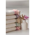 Sevim 5'li Püskül Dantelli Mutfak Havlusu Seti -40X60 cm Kurulama Havlusu Takımı- %100 Pamuk - 40 x 60 cm - Ekru