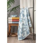 Sevim Desenli %100 Pamuk Banyo Havlusu - Yüksek Su Emici & Yumuşak - 90X150 cm - Ekru & Mavi - İpliği Boyalı - 90 x 150 cm - Indigo