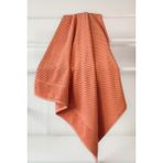 Sevim Diyagonal Çizgili Banyo Havlusu - %100 Pamuk, Yüksek Su Emici Havlu - Kiremit - 90 x 150 cm