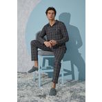 Sevim Erkek Uzun Kol Füme Pijama Takımı C9T4N4O7 FÜME XL