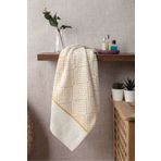 Sevim Geometrik Desenli Zemini Renkli Bambu El Havlusu - 50x90 cm - Hardal