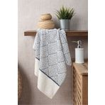 Sevim Geometrik Desenli Zemini Renkli Bambu El Havlusu - 50x90 cm - İndigo