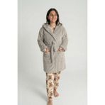 Sevim Kapüşonlu Wellsoft Sabahlık & Peluş Bornoz - Yumuşak, Polar Unisex Sabahlık-Gri - XL - 2XL