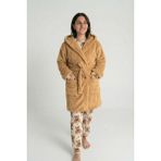 Sevim Kapüşonlu Wellsoft Sabahlık & Peluş Bornoz - Yumuşak, Polar Unisex Sabahlık-Karamel - S - M