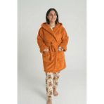 Sevim Kapüşonlu Wellsoft Sabahlık & Peluş Bornoz - Yumuşak, Polar Unisex Sabahlık-Turuncu - S - M