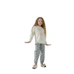 Sevim Kız Çocuk Uzun Kol Kadife Ekru Pijama Takımı C8T5N7O1 EKRU 128/7-8 YAŞ