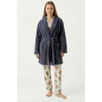 Sevim Şal Yaka Wellsoft Sabahlık & Peluş Bornoz-Yumuşak, Polar Unisex Sabahlık-Antrasit - L - XL