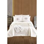 Sevim Tivoli Kabartma Nakışlı Pike Takımı Havlulu 8 Parça - Diana - Krem - 240 x 260 cm