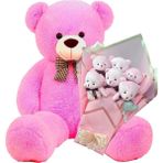 Sevimli 90 cm Peluş Ayı ile Pembe Konsept Romantik Peluş Ayıcık Buketi - Fuşya
