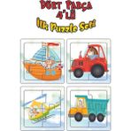 Sevimli Araçlar Ahşap Puzzle Seti, Gemi, Traktör, Helikopter, Kamyon, 4 Parça - Seçenek 1