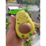Sevimli Avokado Tasarımlı LED Işıklı USB Kablolu Mini Fan I Masa Üstü ve Boyun Kullanımı Vantilatör. - Yeşil