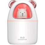 Sevimli Ayıcıklı Çocuk Odası Hava Nemlendirici Buhar Makinesi 350 ml LED Işıklı Bebek Odası Nemlendirici - Beyaz