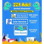 Sevimli Dinozor Temalı Okul Kreş Kişiye Özel Isim Etiket Seti - Model 212
