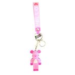 Sevimli Hayvan Figürlü Anahtarlık, Pembe, Silikon, 21x4 cm, Hello Yazılı Kayış, Çanta Aksesuarı