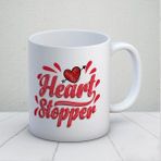 Sevimli Hediye Heart Stepper Kupa Bardak - 330 ml - Beyaz