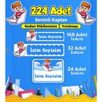 Sevimli Kaptan Temalı Okul Kreş Kişiye Özel Isim Etiket Seti - Model 332