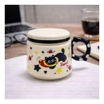 Sevimli Kedi Desenli Kapaklı Seramik Kupa Bardak Kahve Fincanı Kawaii Hediyelik Ofis (Beyaz-Siyah-Bej-Gri-İndigo)