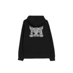 Sevimli Kedi Minik Patili Bıyıklı Cat Minnoş Ön ve Arka Baskılı Sweatshirt Unisex Kapüşonlu Hoodie Siyah