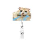 Sevimli kedi rozeti makarası üzgün yavru akrilik rozet tutucu kimlik kartı için geri çekilebilir tıbbi Insignia makarası timsah klipsi hemşire tıbbi işçi hemşirelik öğrenci aksesuarları