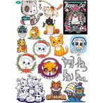 Sevimli Kedi Sticker Set 5 20 Parça Telefon, Tablet, Defter, Laptop Sticker