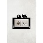 Sevimli Kedi Tasarım 2li Priz Çerçevesi İç Ölçü 15,5x8,4 Cm Ev Süsü - 2li Dekoratif Piriz Süsü