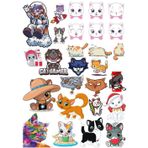 Sevimli Kediler Duvar Sticker Set 3 12 Parça Telefon, Tablet, Defter, Laptop Sticker