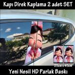 Sevimli Kız Oto Kapı Sticker 2Li Sağ Sol Kapı Direk İçin Folyo Kaplama - Tuning Modifiye Görünüm