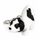 Sevimli Köpek Figürlü Anahtarlık, Siyah Beyaz, ABS Plastik, 10x6.35x3.2 cm, Şık Tasarım, Hediye İçin İdeal