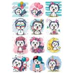 Sevimli Köpek Sticker Set 12 Parça Telefon, Tablet, Defter, Laptop Sticker
