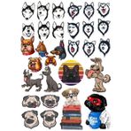 Sevimli Köpekler Sticker Set 25 Parça Telefon, Tablet, Defter, Laptop Sticker