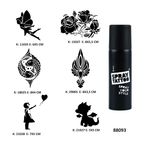 Sevimli Modeller Spray Tattoo Geçici Dövme Seti Dark Siyah Sprey