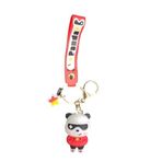 Sevimli Panda Figürlü Silikon Anahtarlık, Kırmızı, 3 Boyutlu Tasarım, Çanta Aksesuarı, 21x4 cm, Tüm Yaşlar için
