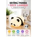 Sevimli Panda Gece Lambası Usb Şarjlı Dokunmatik Silikon Çocuk Odası Başucu Lambası 3 Kademe