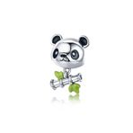 Sevimli Panda ve Bambu Figürlü Charm - Tüm Bileklik Modelleriyle Uyumlu Sallantılı Takı Aparatı