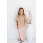 Sevimli Pantolonlu Bluz Takım, Kız Çocuk Yazlık Giyim, Mevsimlik, Baharlık Giyim - 002-Tarçın - 4 Yaş