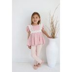 Sevimli Pantolonlu Bluz Takım, Kız Çocuk Yazlık Giyim, Mevsimlik, Baharlık Giyim - Pembe - 4 Yaş
