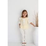Sevimli Pantolonlu Bluz Takım, Kız Çocuk Yazlık Giyim, Mevsimlik, Baharlık Giyim - Sarı - 3 Yaş