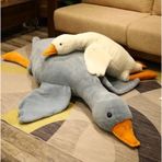 Sevimli Peluş Uyku Arkadaşım Kaz 75 Cm- Uçan Kaz Morton Uyku Yastığı 001 gri