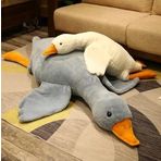 Sevimli Peluş Uyku Arkadaşım Kaz 75 cm- Uçan Kaz Morton Uyku Yastığı Gri